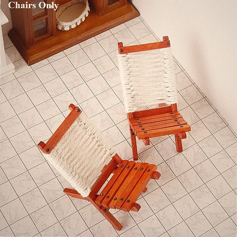 2PC 1:12 Scale Dollhouse Miniatures Tiny Leisure Chairs Outdoor Recliner Garden