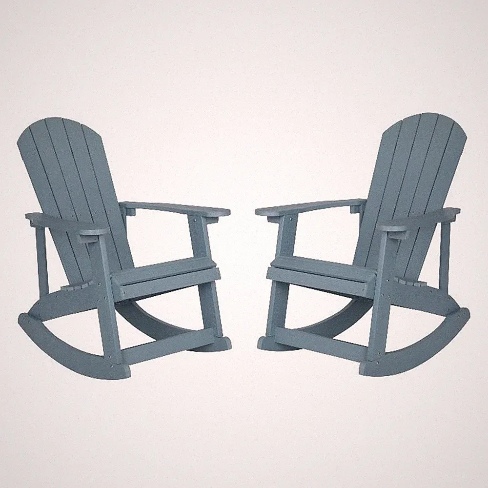 Adirondack Poly Resin Rocking Chairs for Indoor/Outdoor Use in Sea Foam - 2 Pack