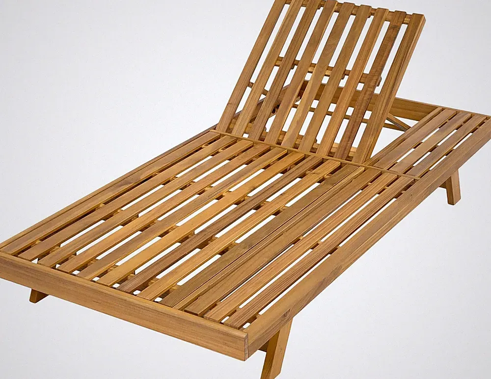Adjustable Acacia Wood Chaise Lounge Chair for Poolside Relaxation