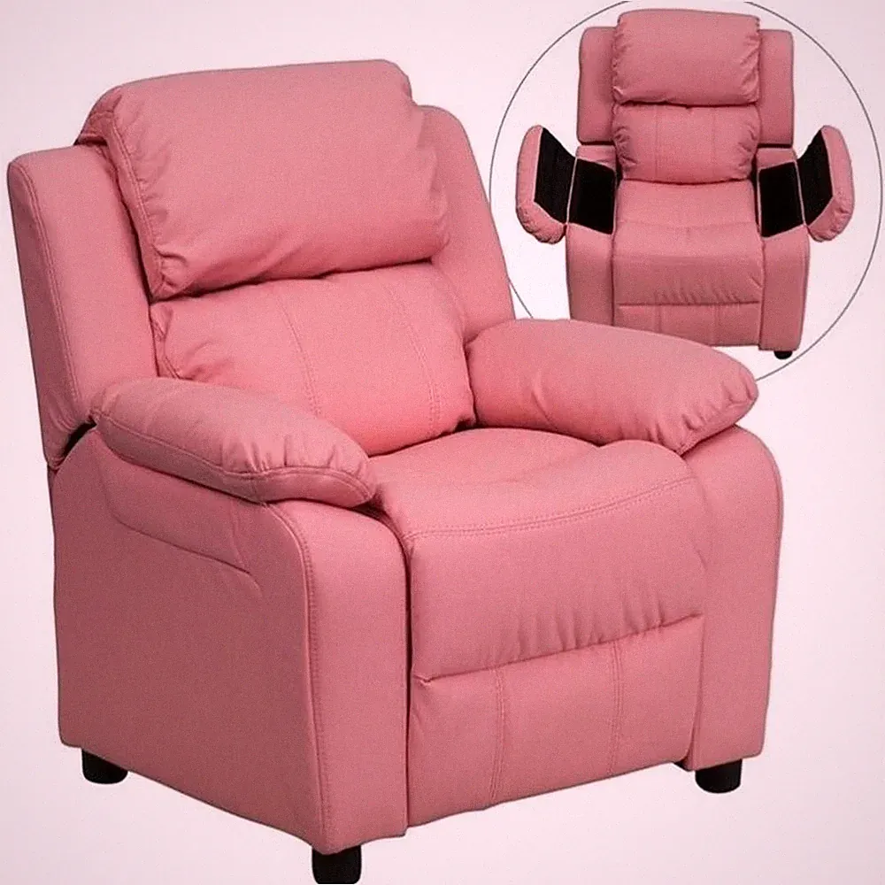 Bowery Hill Padded Kids Recliner in Pink
