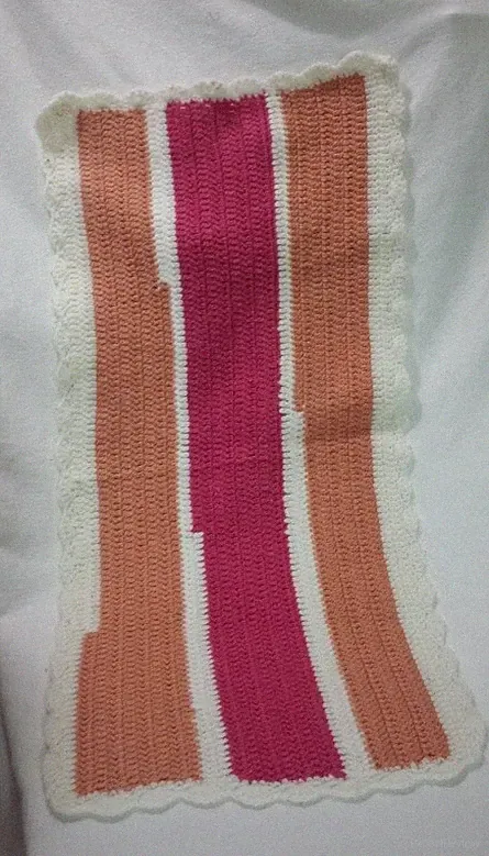 Colorful Crochet Lap Stroller Blanket 31.5”x15.5” Table Runner Chair Head Doily