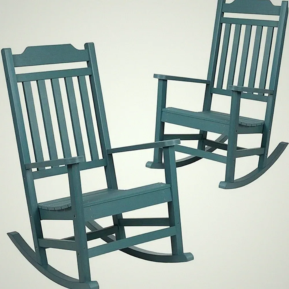Pemberly Row All-Weather Patio Rocking Chair in Teal (Set of 2)