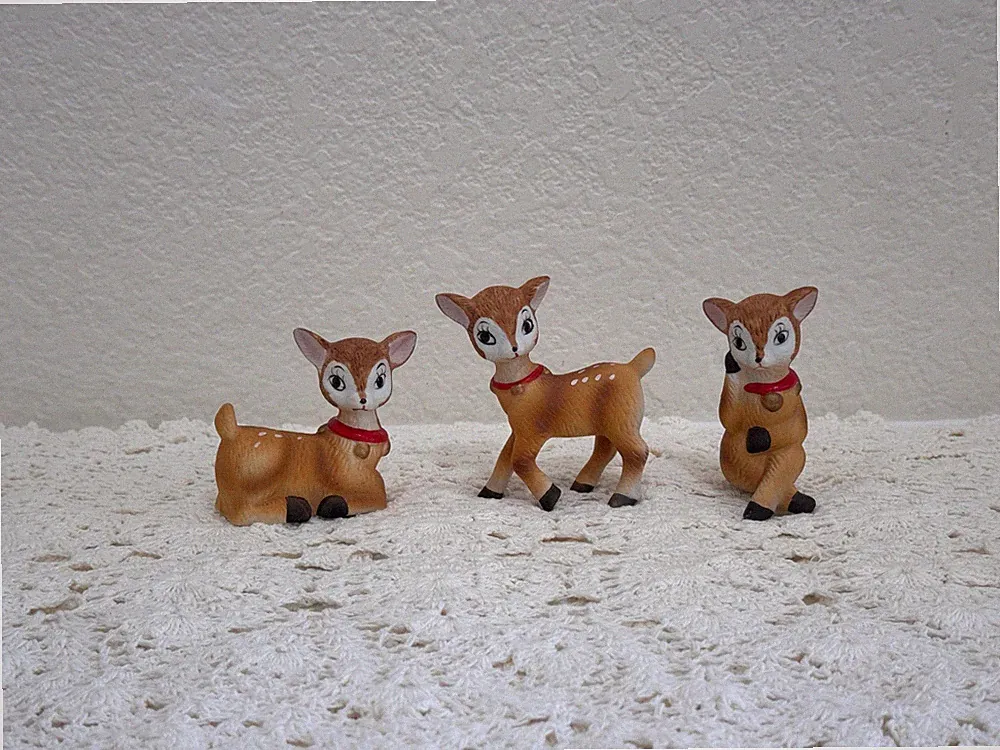 Vintage Homco #5606 Christmas (Reindeer) Deer Baby Fawns Set of 3