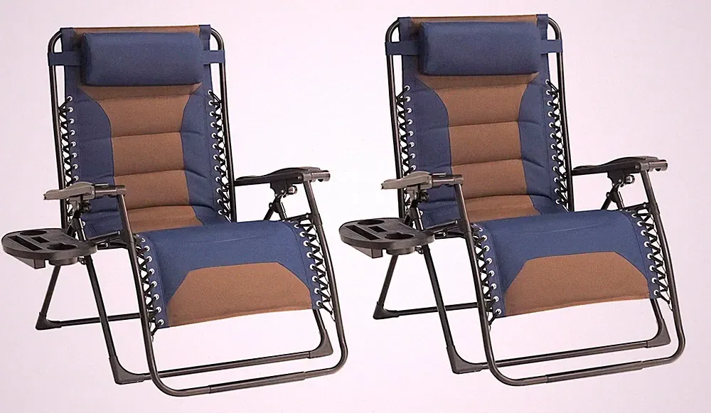 Zero Gravity Chair Set of 2 Oversized Padded Recliner with Adjustab... Fast Ship
