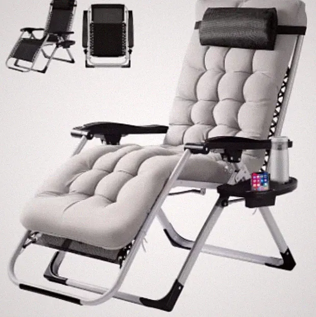 Zero Gravity Recliner, Foldable Chair w/Cup Holder Tray; Removal Cushion Gray
